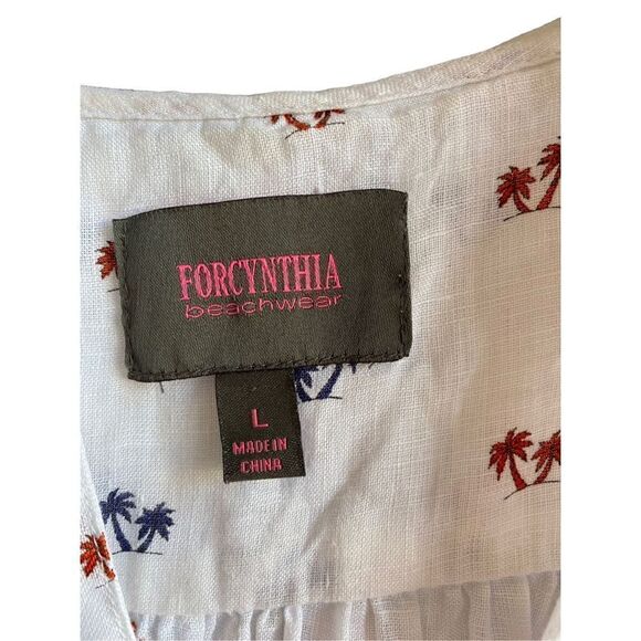 For Cynthia 100% linen, swim shirt, cover up palm tree print size large  - Picture 4 of 4